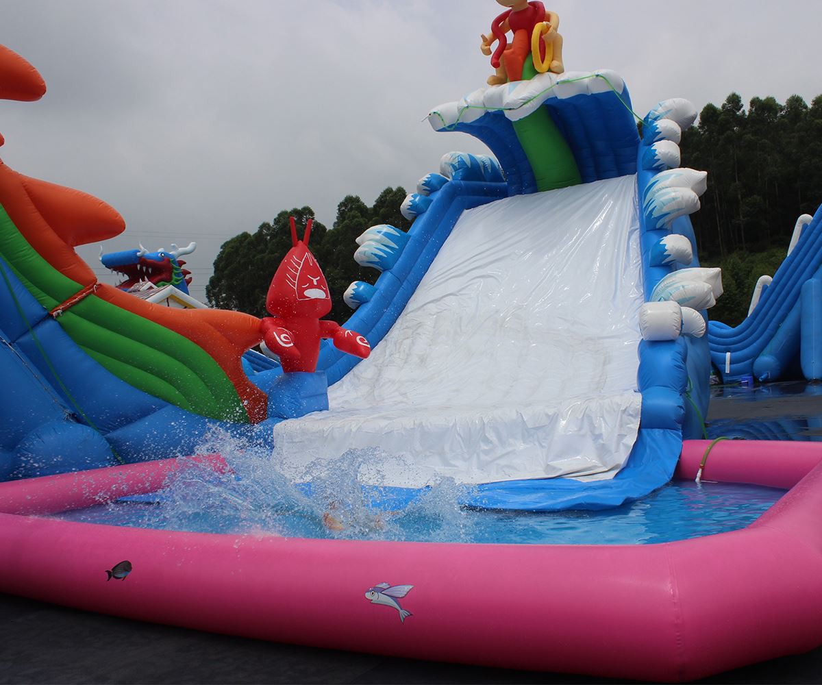 Piscina inflable de gran tobogan personalitzada de cigalons Custom Crayfish Big Slide Inflatable Swimming Pool